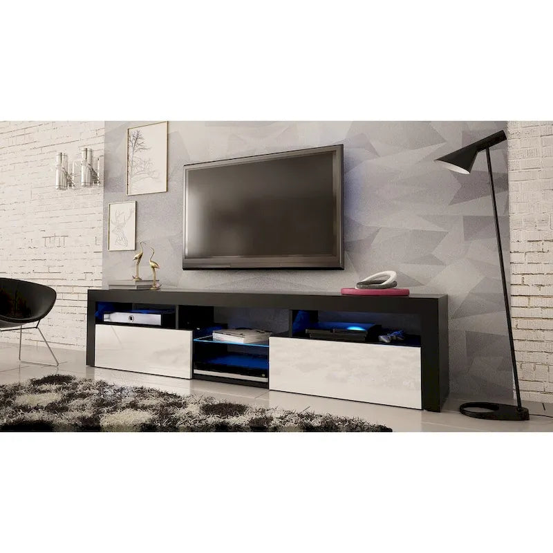 Bari 200 Wall Mounted Floating 79 TV Stand with 16 Color LEDs