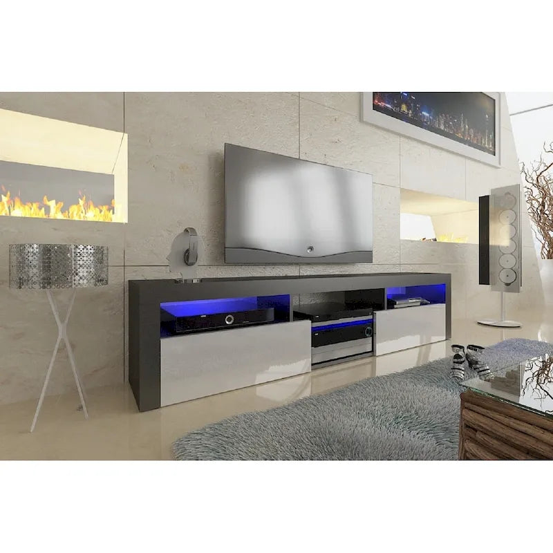 Bari 200 Wall Mounted Floating 79 TV Stand with 16 Color LEDs