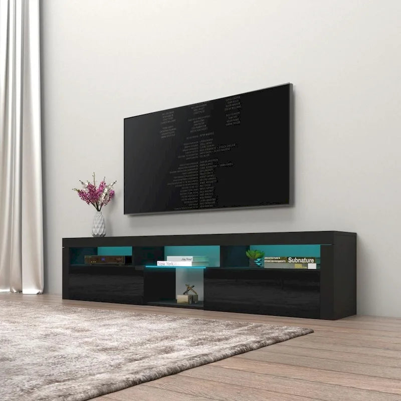 Bari 200 Wall Mounted Floating 79 TV Stand with 16 Color LEDs