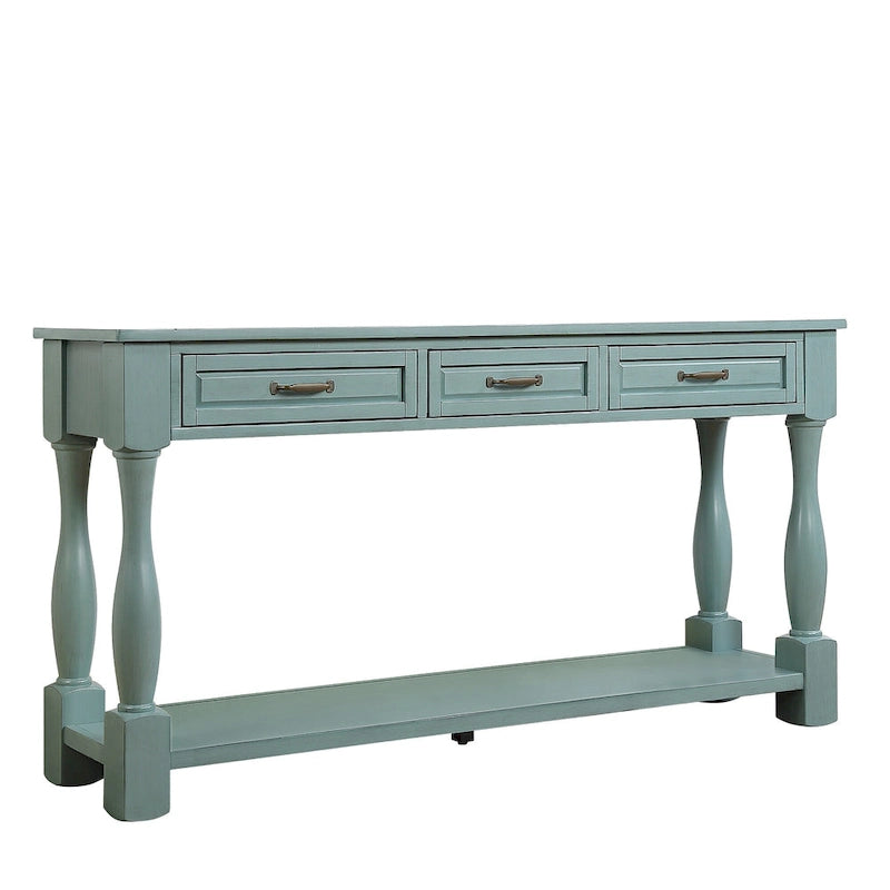 63inch Long Wood Console Table with 3 Drawers and 1 Bottom Shelf for Entryway Hallway Easy Assembly Extra-thick Sofa Table