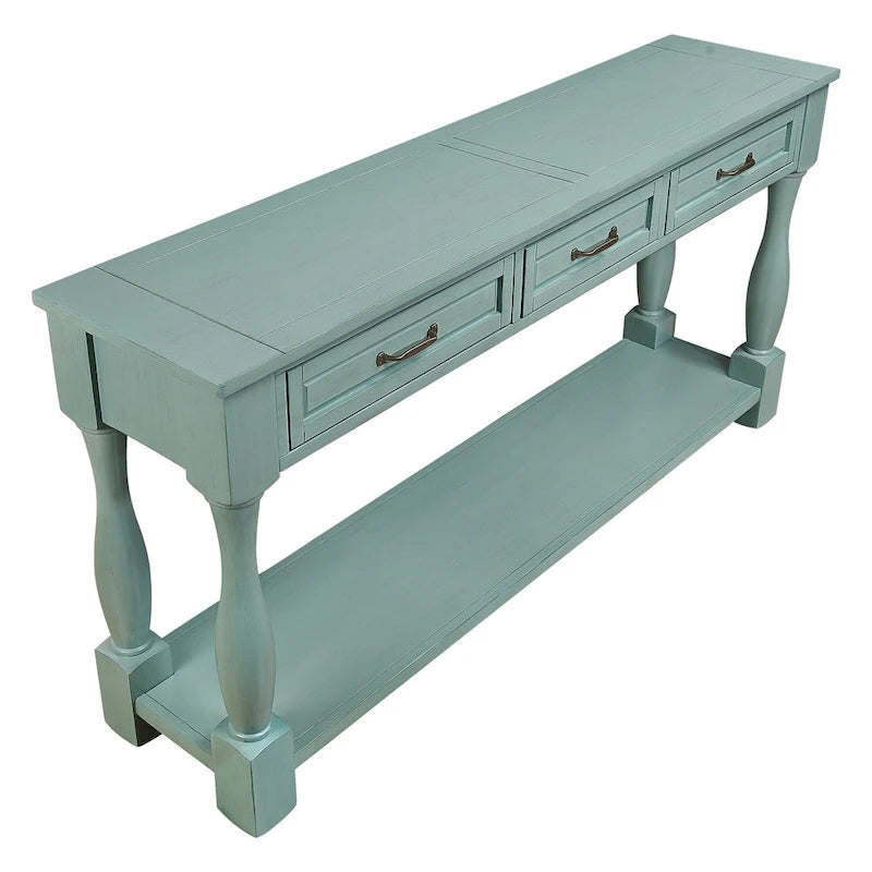 63inch Long Wood Console Table with 3 Drawers and 1 Bottom Shelf for Entryway Hallway Easy Assembly Extra-thick Sofa Table