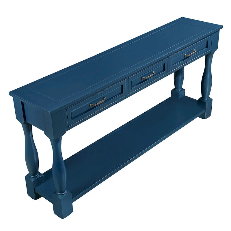 63inch Long Wood Console Table with 3 Drawers and 1 Bottom Shelf for Entryway Hallway Easy Assembly Extra-thick Sofa Table