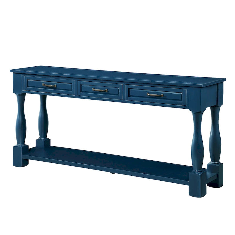 63inch Long Wood Console Table with 3 Drawers and 1 Bottom Shelf for Entryway Hallway Easy Assembly Extra-thick Sofa Table