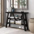 Farmhouse 47-Inch Console Table with 2 Open Shelves & Natural Wood Finish