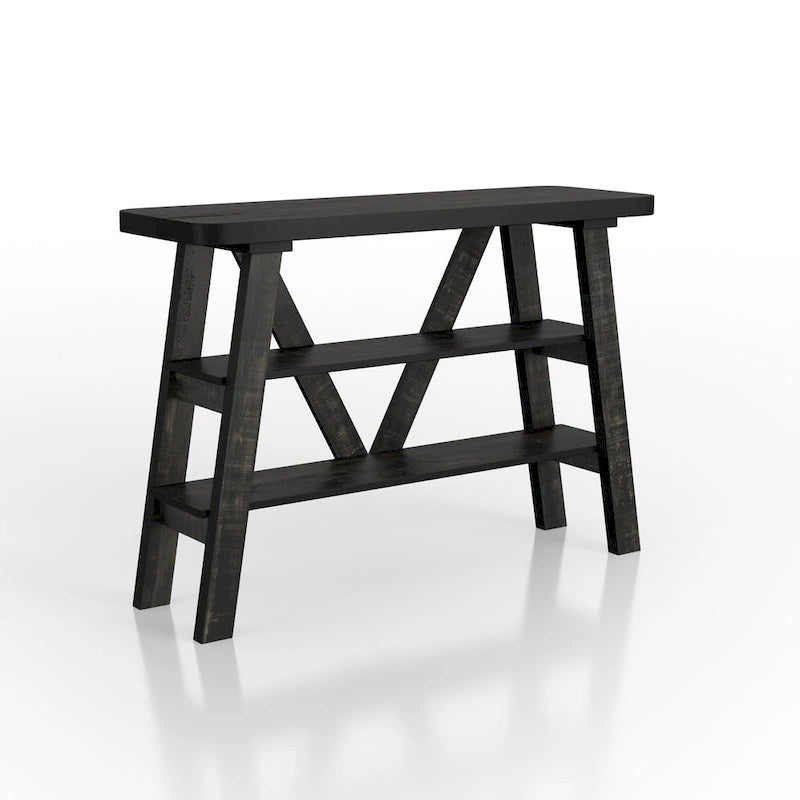 Farmhouse 47-Inch Console Table with 2 Open Shelves & Natural Wood Finish