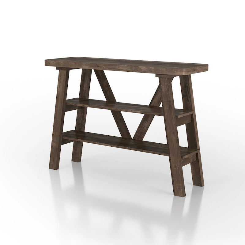 Farmhouse 47-Inch Console Table with 2 Open Shelves & Natural Wood Finish