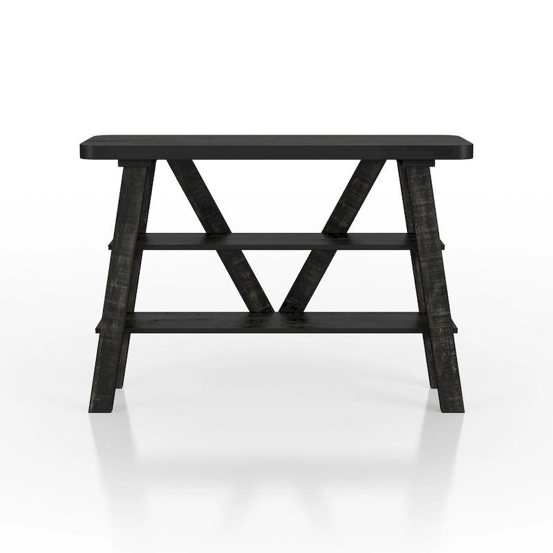 Farmhouse 47-Inch Console Table with 2 Open Shelves & Natural Wood Finish