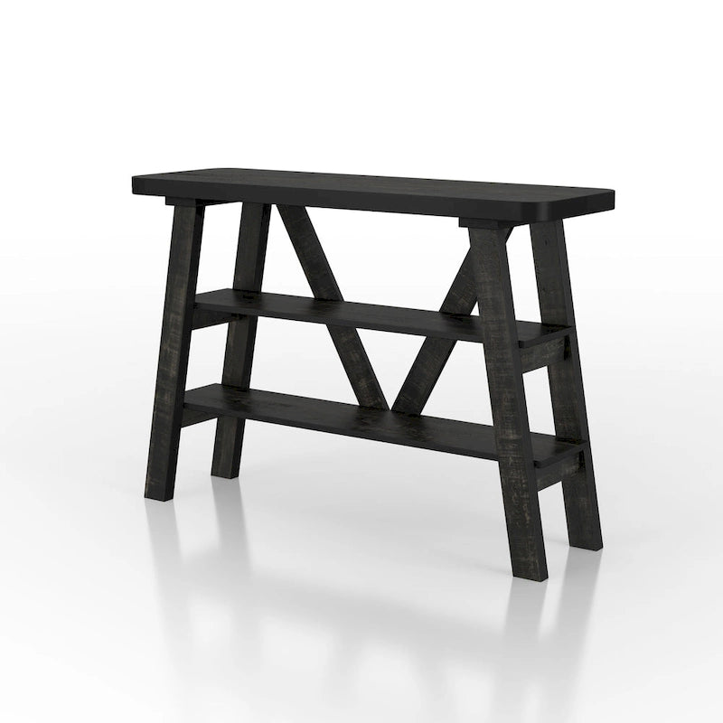 Farmhouse 47-Inch Console Table with 2 Open Shelves & Natural Wood Finish