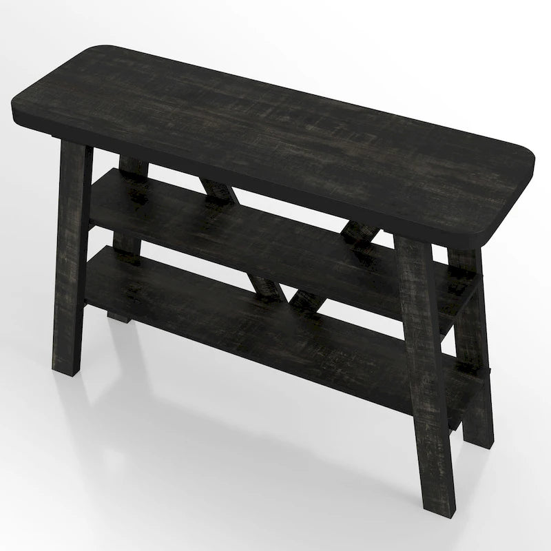 Farmhouse 47-Inch Console Table with 2 Open Shelves & Natural Wood Finish
