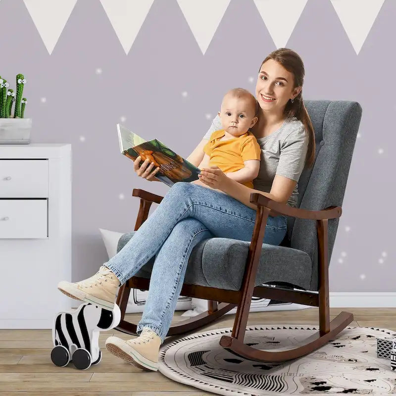 AVAWING Upholstered Rocking Chair ModernHighBackArmchair
