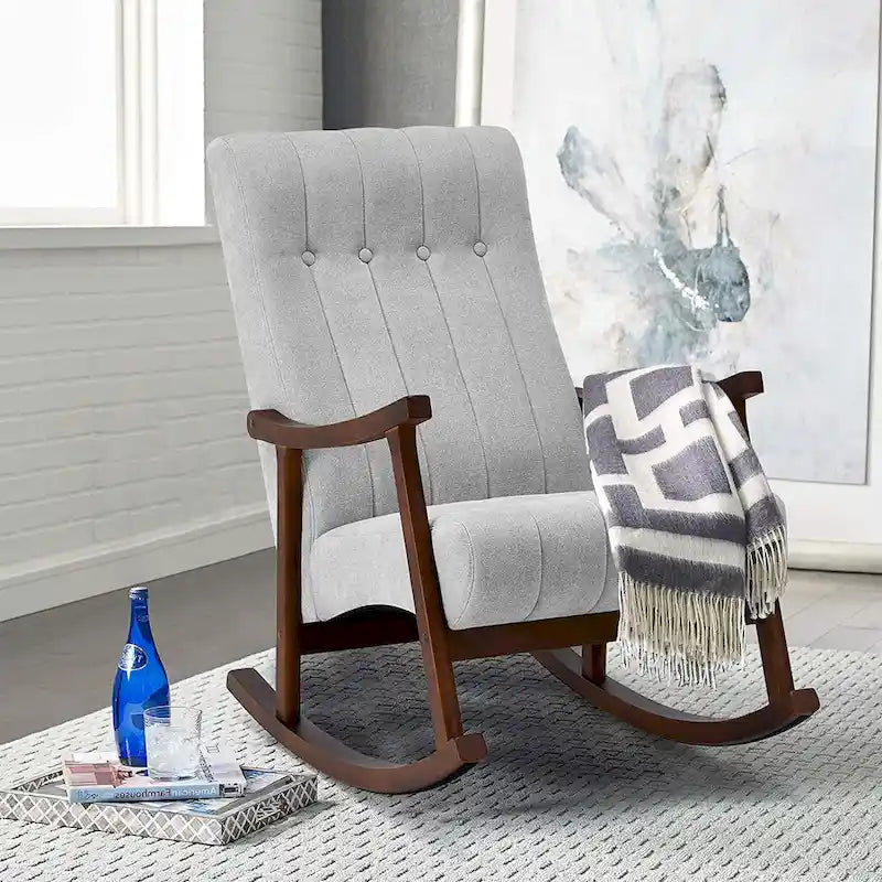 AVAWING Upholstered Rocking Chair ModernHighBackArmchair