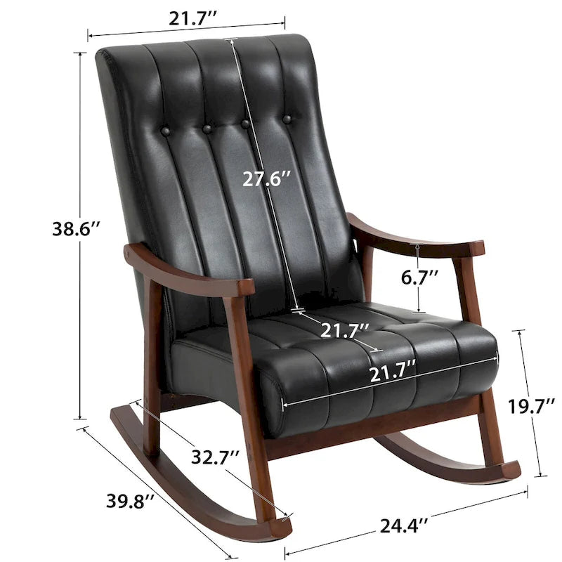 AVAWING Upholstered Rocking Chair ModernHighBackArmchair