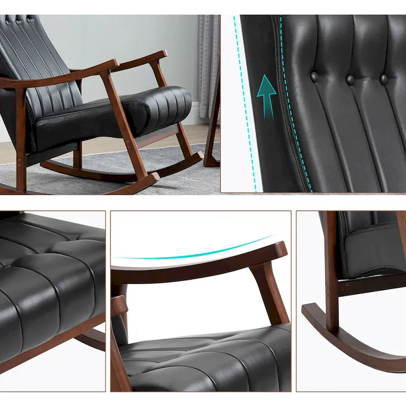 AVAWING Upholstered Rocking Chair ModernHighBackArmchair