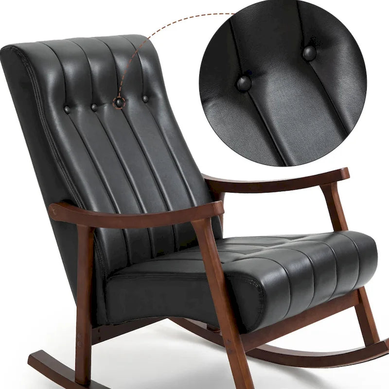 AVAWING Upholstered Rocking Chair ModernHighBackArmchair