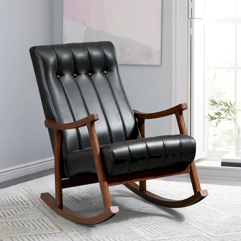 AVAWING Upholstered Rocking Chair ModernHighBackArmchair