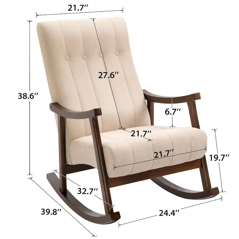 AVAWING Upholstered Rocking Chair ModernHighBackArmchair