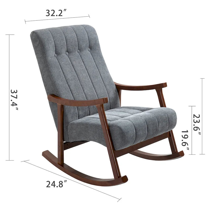 AVAWING Upholstered Rocking Chair ModernHighBackArmchair