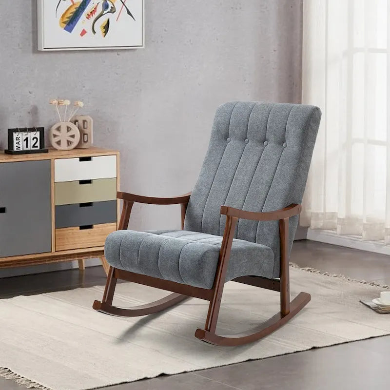 AVAWING Upholstered Rocking Chair ModernHighBackArmchair