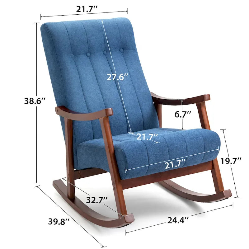 AVAWING Upholstered Rocking Chair ModernHighBackArmchair