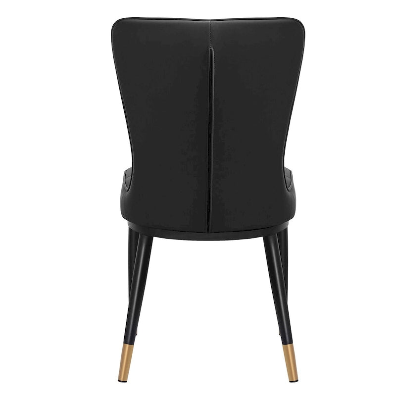 Faux Leather Upholstered Dining Chairs Set of 4 with Checked Pattern