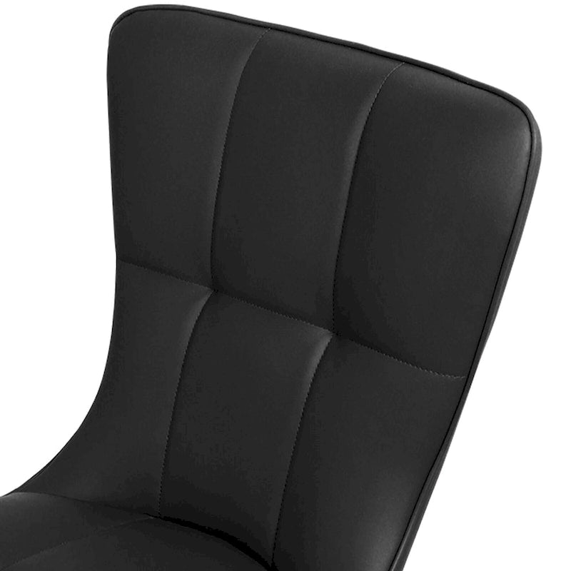 Faux Leather Upholstered Dining Chairs Set of 4 with Checked Pattern
