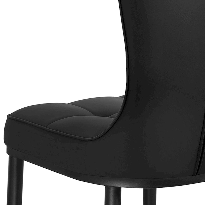 Faux Leather Upholstered Dining Chairs Set of 4 with Checked Pattern