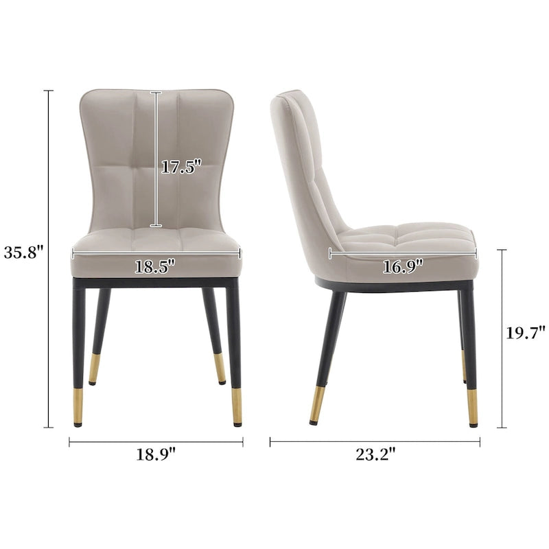 Faux Leather Upholstered Dining Chairs Set of 4 with Checked Pattern