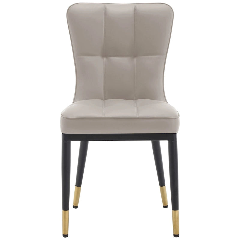 Faux Leather Upholstered Dining Chairs Set of 4 with Checked Pattern