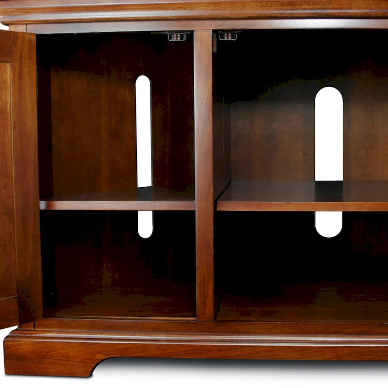 Solid Wood Corner TV Stand with Classic Mission Style Design & Storage Shelves