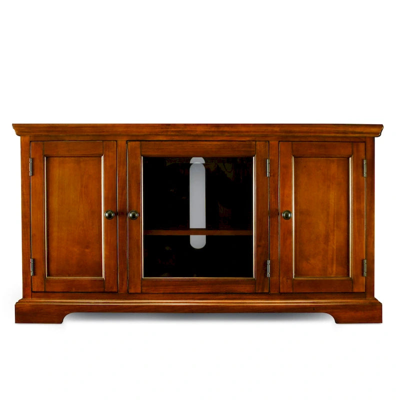 Solid Wood Corner TV Stand with Classic Mission Style Design & Storage Shelves