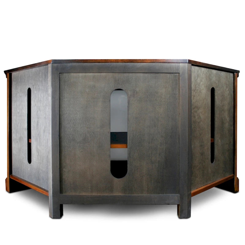 Solid Wood Corner TV Stand with Classic Mission Style Design & Storage Shelves