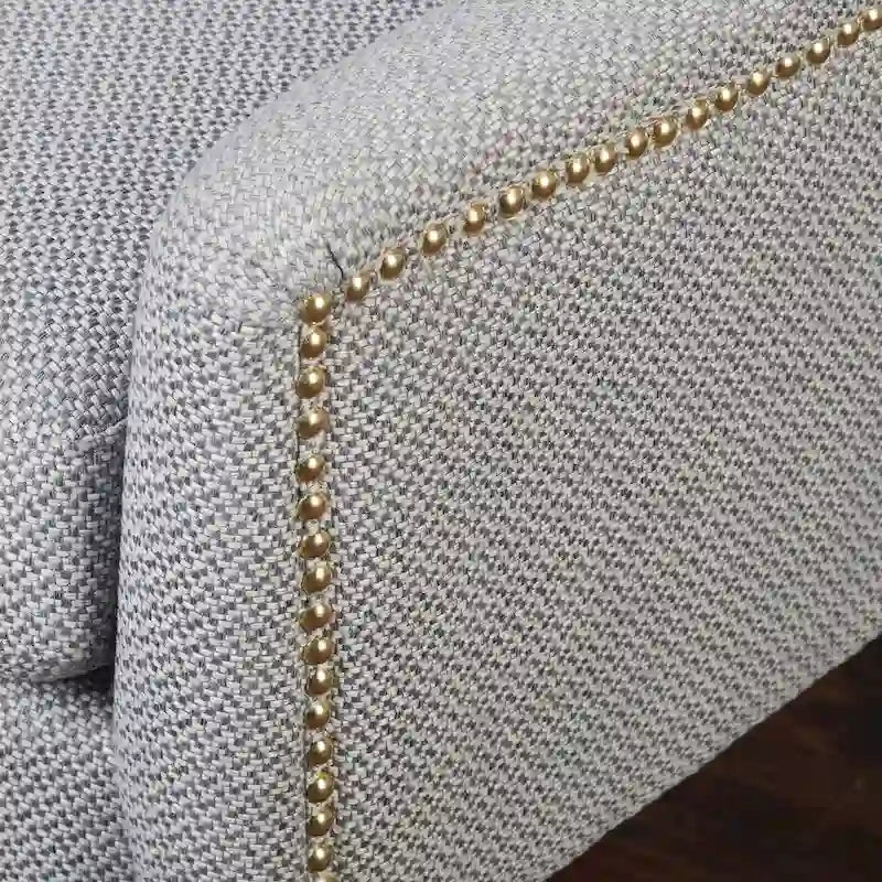 Mid-Century Upholstered Accent Chair with Gold-Tone Metal Legs & Nailhead Detail