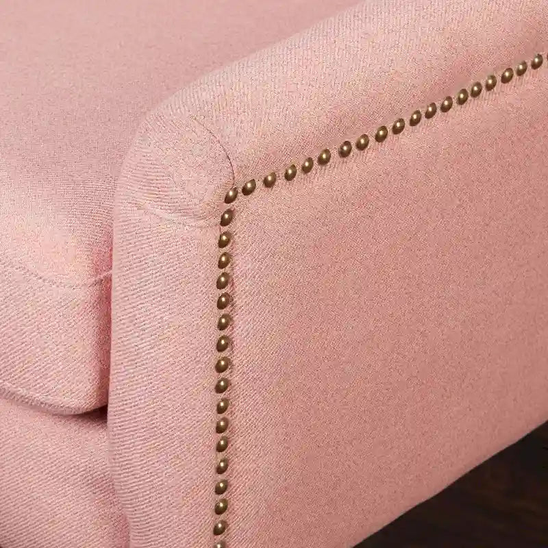 Mid-Century Upholstered Accent Chair with Gold-Tone Metal Legs & Nailhead Detail