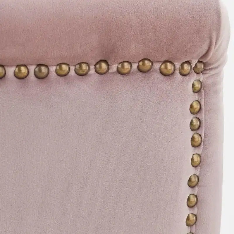 Mid-Century Upholstered Accent Chair with Gold-Tone Metal Legs & Nailhead Detail