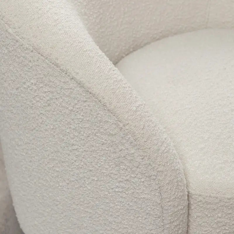 KINWELL 34 W Upholstered Boucle Swivel Barrel Accent Chair