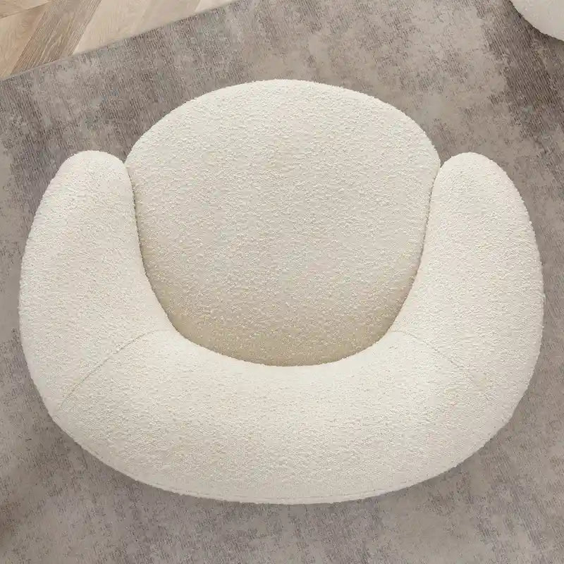 KINWELL 34 W Upholstered Boucle Swivel Barrel Accent Chair