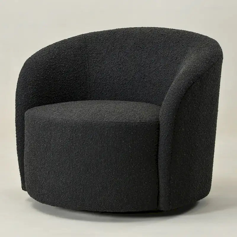 KINWELL 34 W Upholstered Boucle Swivel Barrel Accent Chair