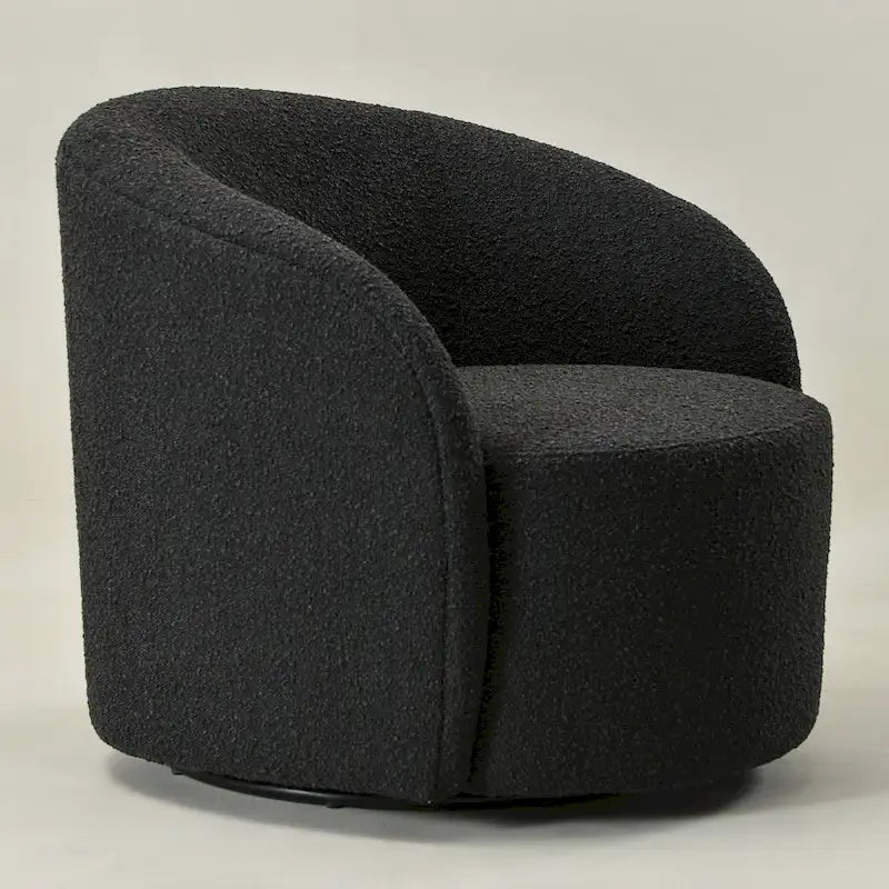 KINWELL 34 W Upholstered Boucle Swivel Barrel Accent Chair