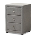 Contemporary Upholstered 3-Drawer Nightstand by Baxton Studio