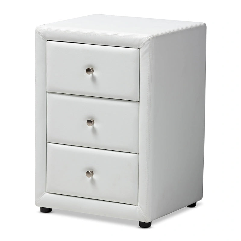 Contemporary Upholstered 3-Drawer Nightstand by Baxton Studio