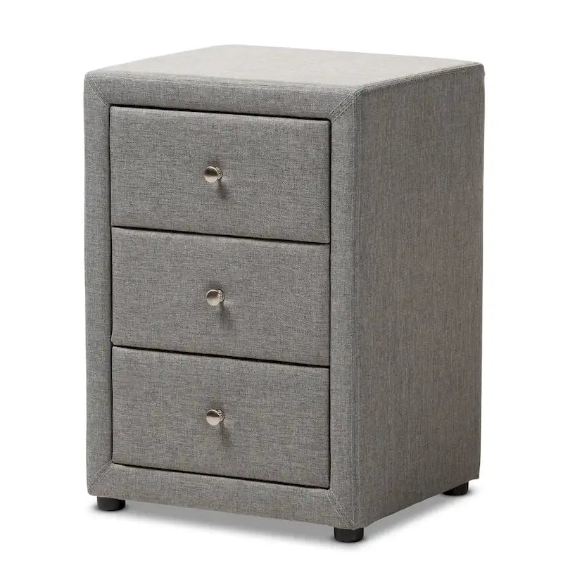 Contemporary Upholstered 3-Drawer Nightstand by Baxton Studio