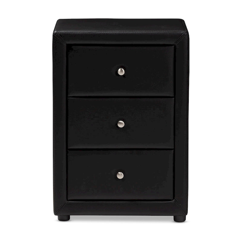 Contemporary Upholstered 3-Drawer Nightstand by Baxton Studio