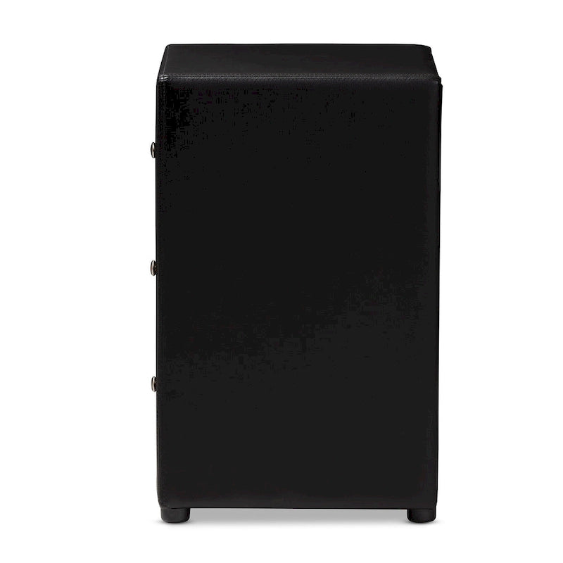 Contemporary Upholstered 3-Drawer Nightstand by Baxton Studio