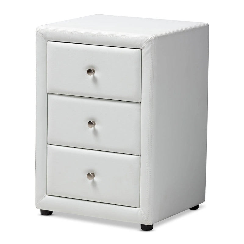Contemporary Upholstered 3-Drawer Nightstand by Baxton Studio