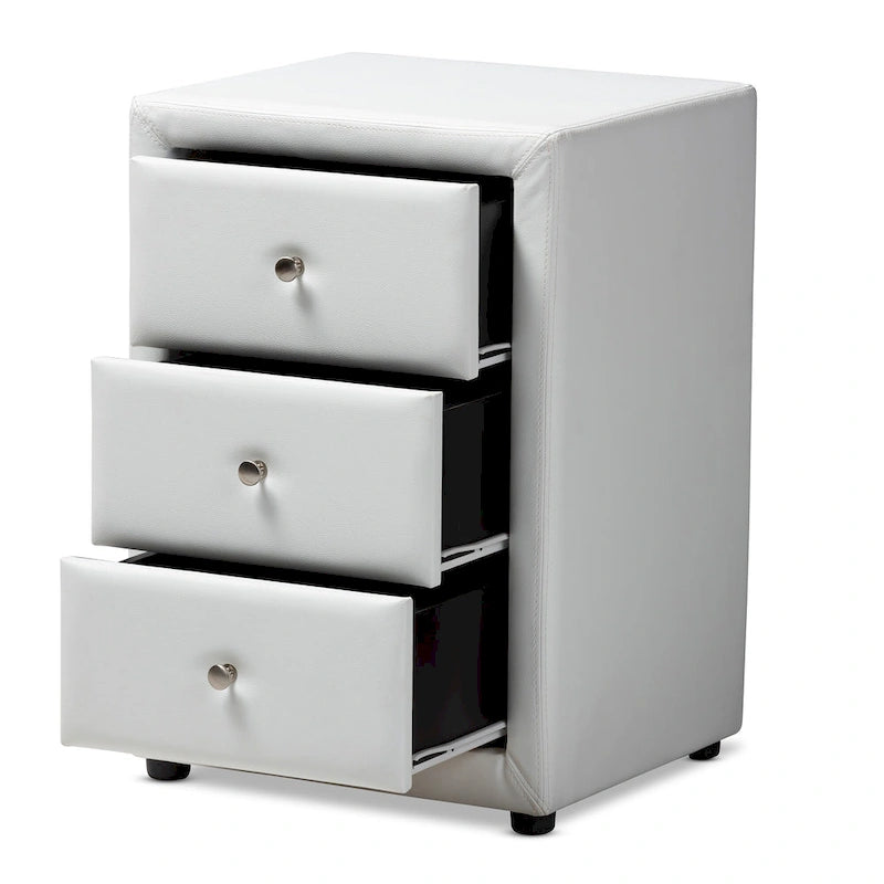 Contemporary Upholstered 3-Drawer Nightstand by Baxton Studio