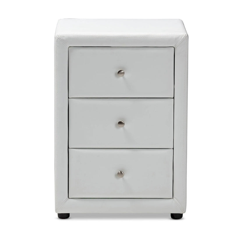 Contemporary Upholstered 3-Drawer Nightstand by Baxton Studio
