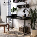 Industrial 59-Inch Metal Computer Desk with USB Ports & Cable Management