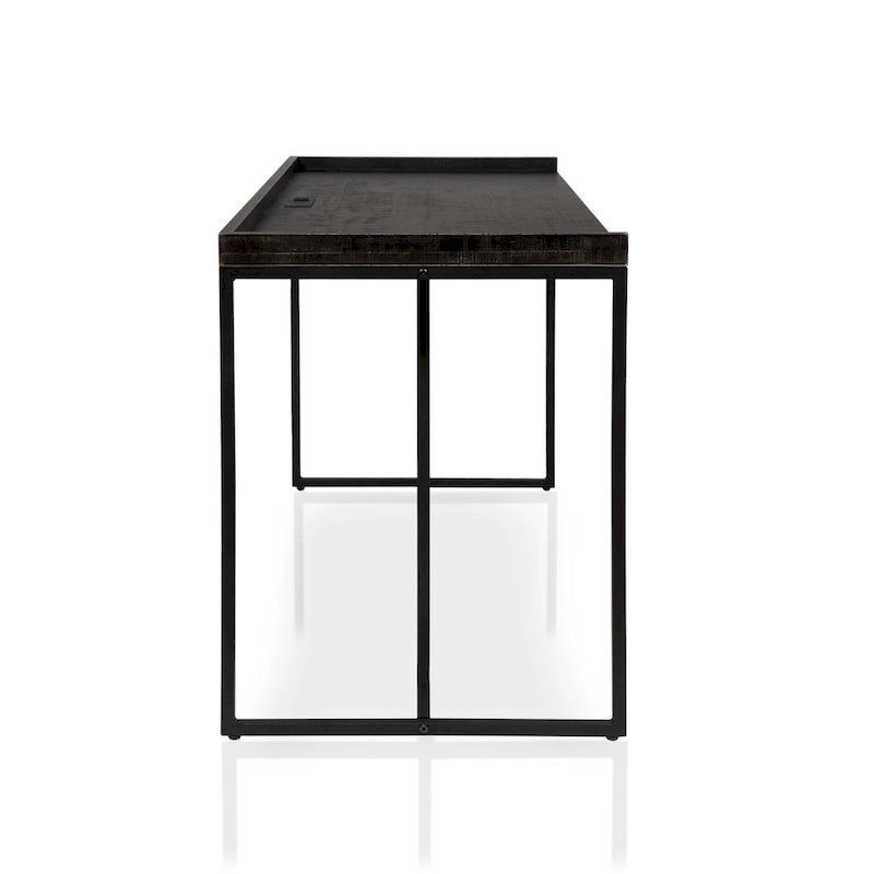 Industrial 59-Inch Metal Computer Desk with USB Ports & Cable Management