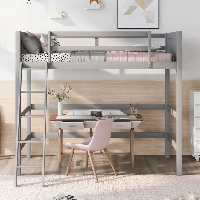 Merax Solid Wood Twin Size Loft Bed with Ladder