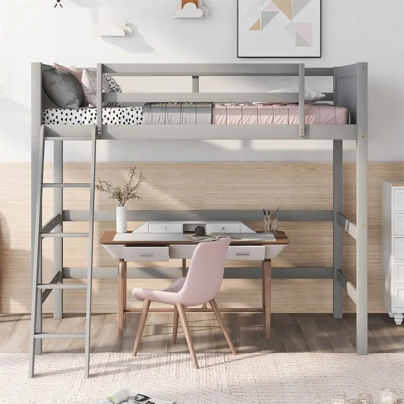 Merax Solid Wood Twin Size Loft Bed with Ladder